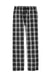 District DT1800 Mens Flannel Plaid Lounge Pants Black Flat Front