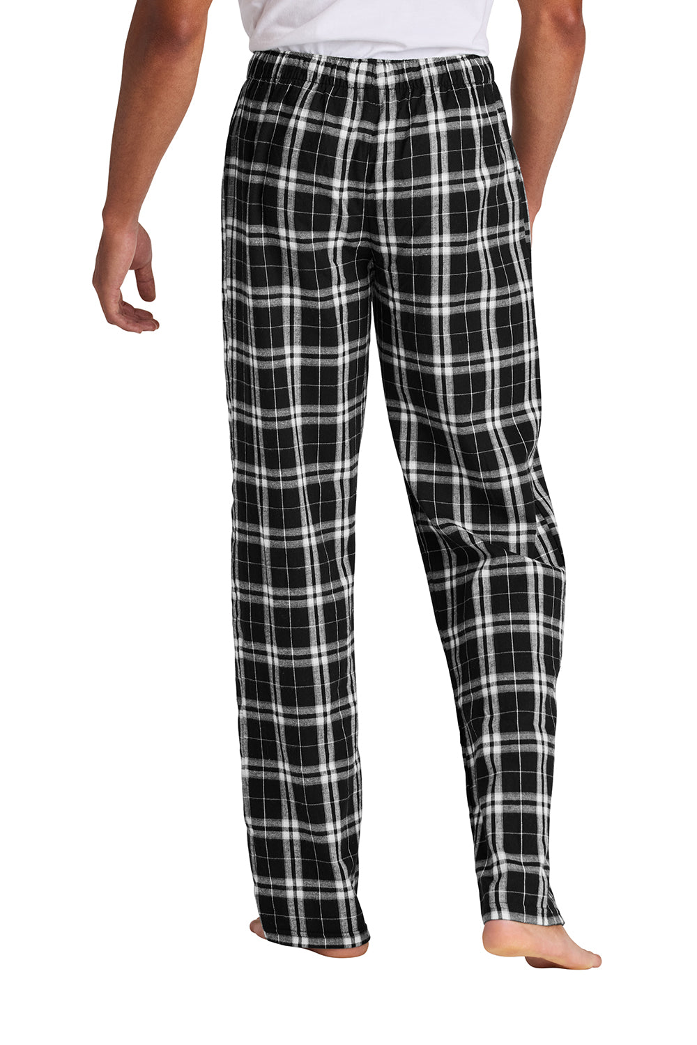 District DT1800 Mens Flannel Plaid Lounge Pants Black Model Back