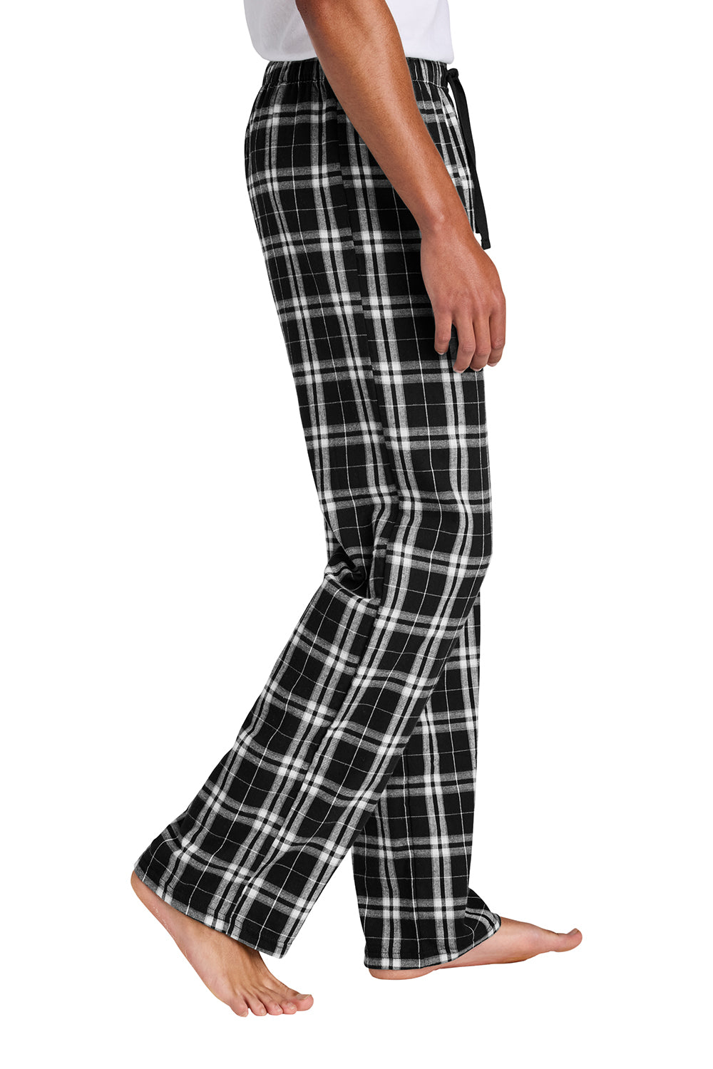 District DT1800 Mens Flannel Plaid Lounge Pants Black Model Side