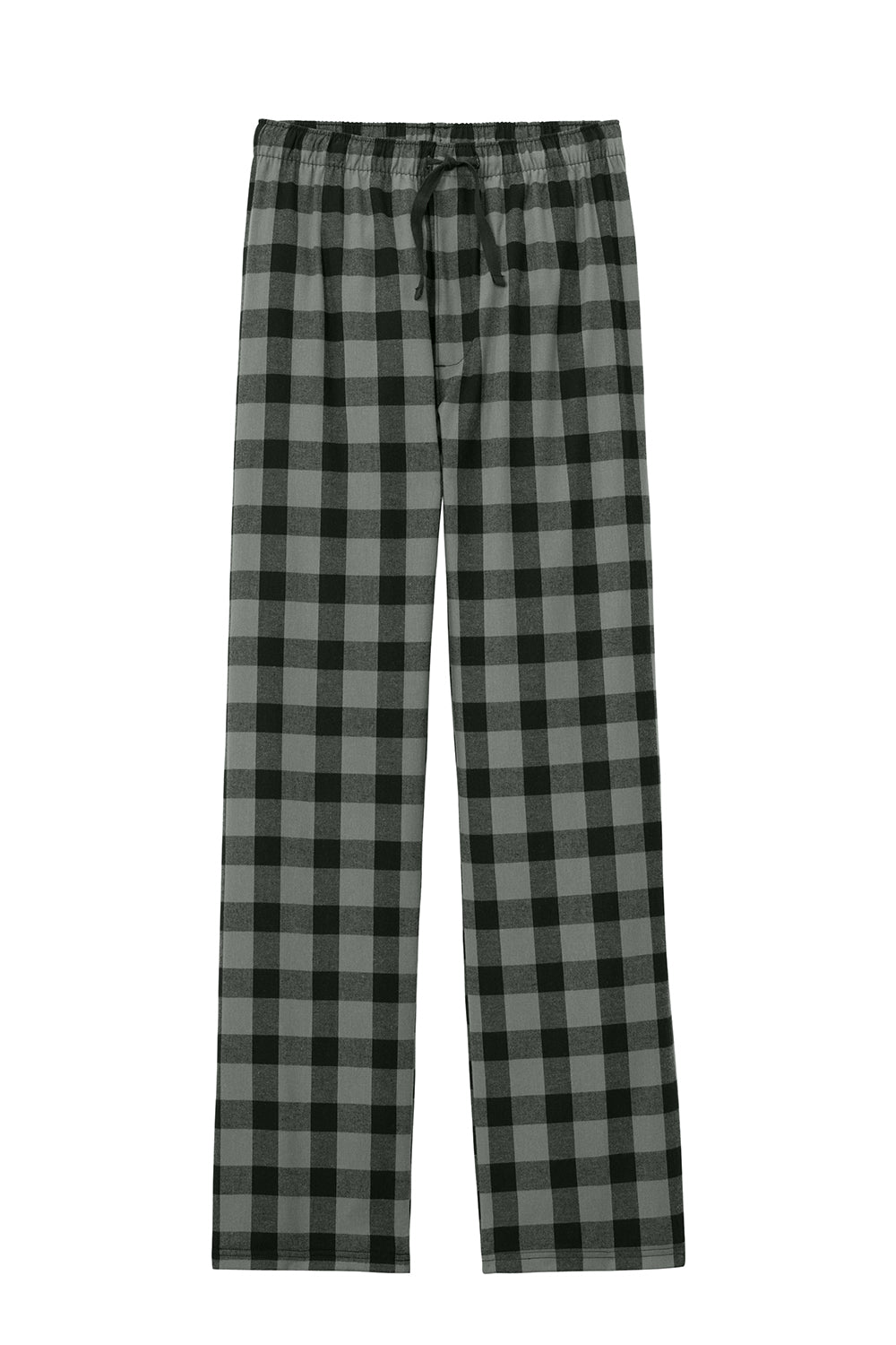 District DT1800 Mens Flannel Plaid Lounge Pants Grey/Black Buffalo Check Flat Front