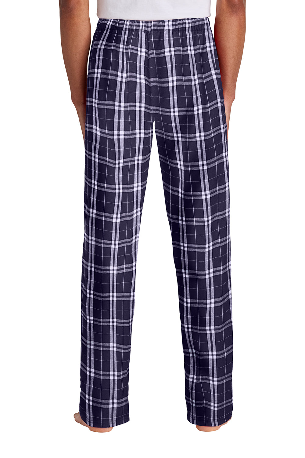 District DT1800 Mens Flannel Plaid Lounge Pants Purple/White Model Back