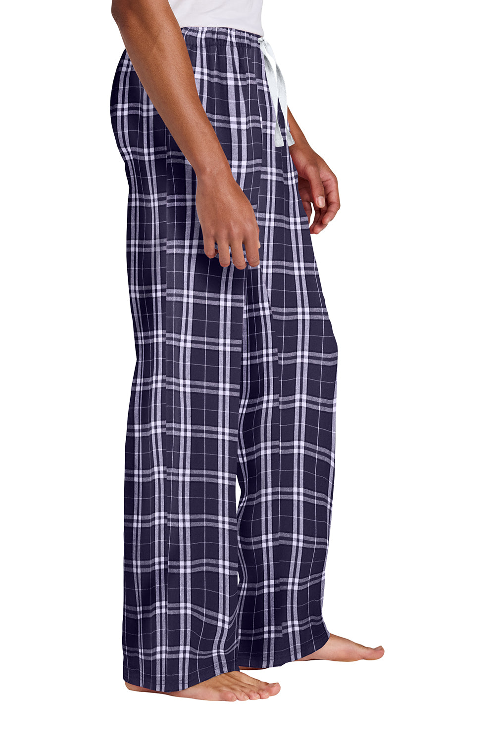 District DT1800 Mens Flannel Plaid Lounge Pants Purple/White Model Side