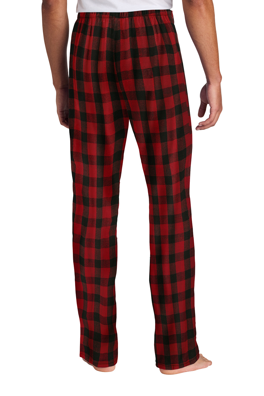 District DT1800 Mens Flannel Plaid Lounge Pants Red/Black Buffalo Check Model Back