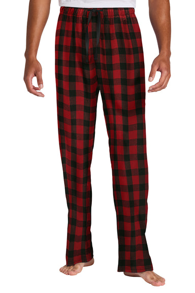 District DT1800 Mens Flannel Plaid Lounge Pants Red/Black Buffalo Check Model Front