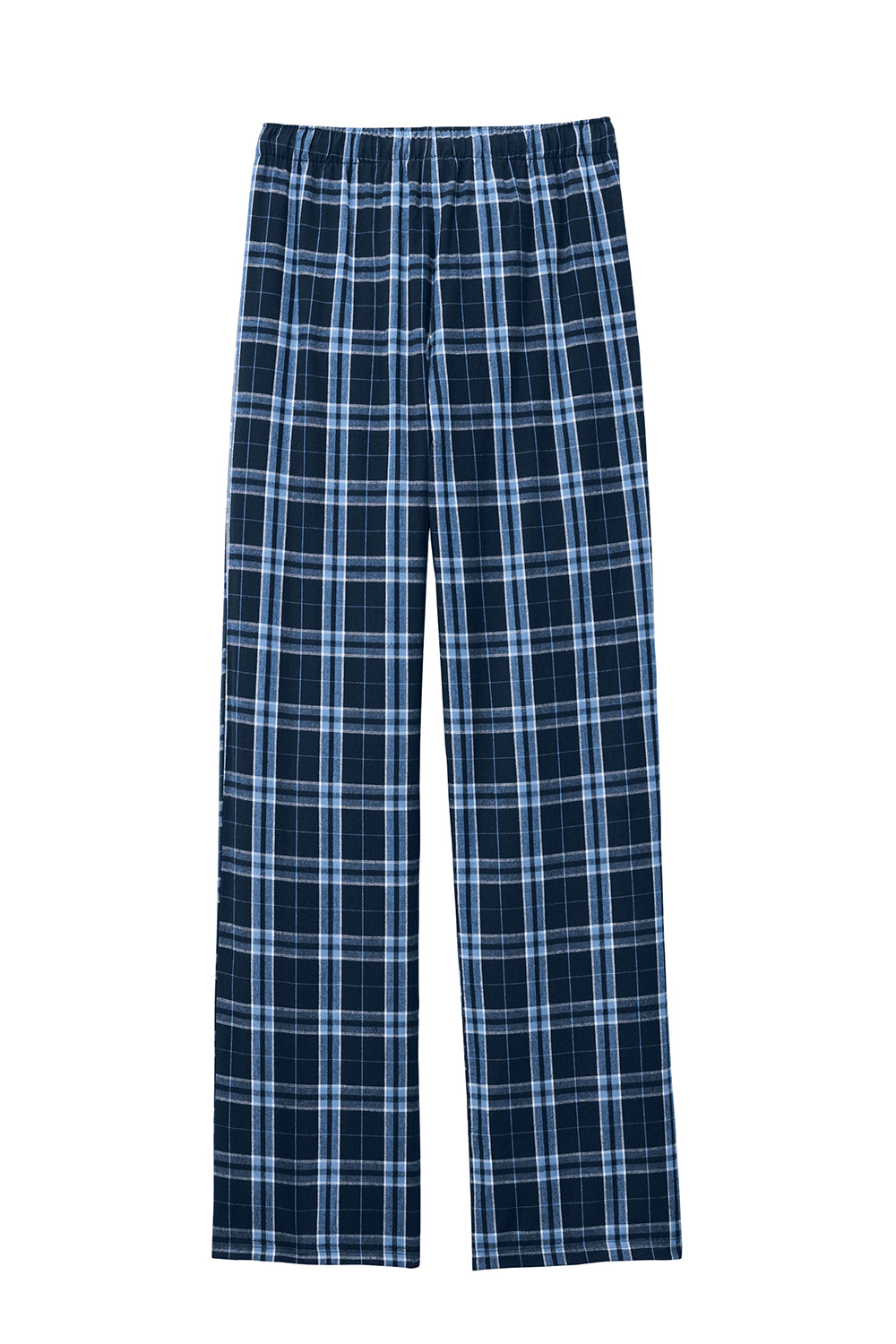 District DT1800 Mens Flannel Plaid Lounge Pants True Navy Blue/Carolina Blue Flat Back