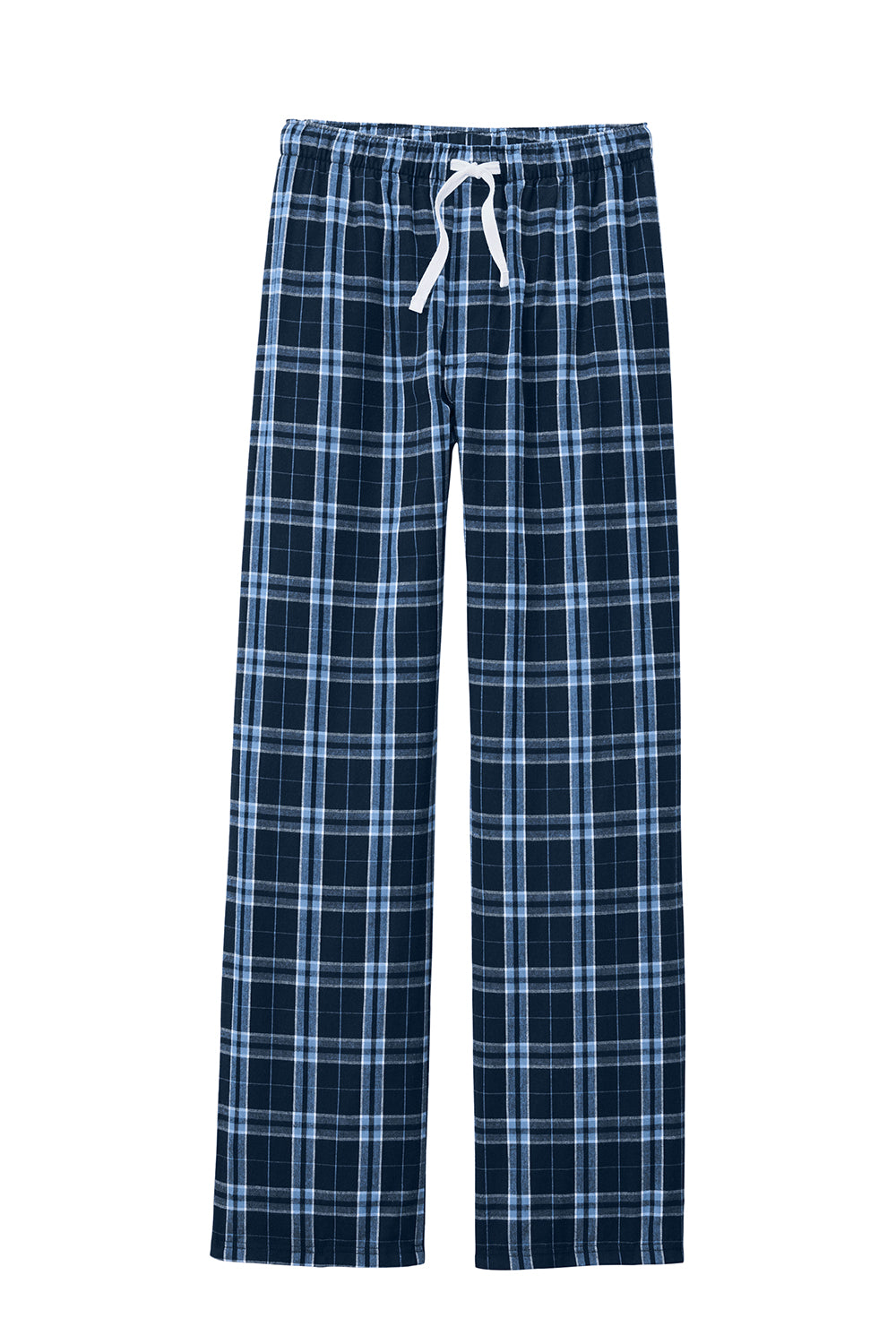 District DT1800 Mens Flannel Plaid Lounge Pants True Navy Blue/Carolina Blue Flat Front