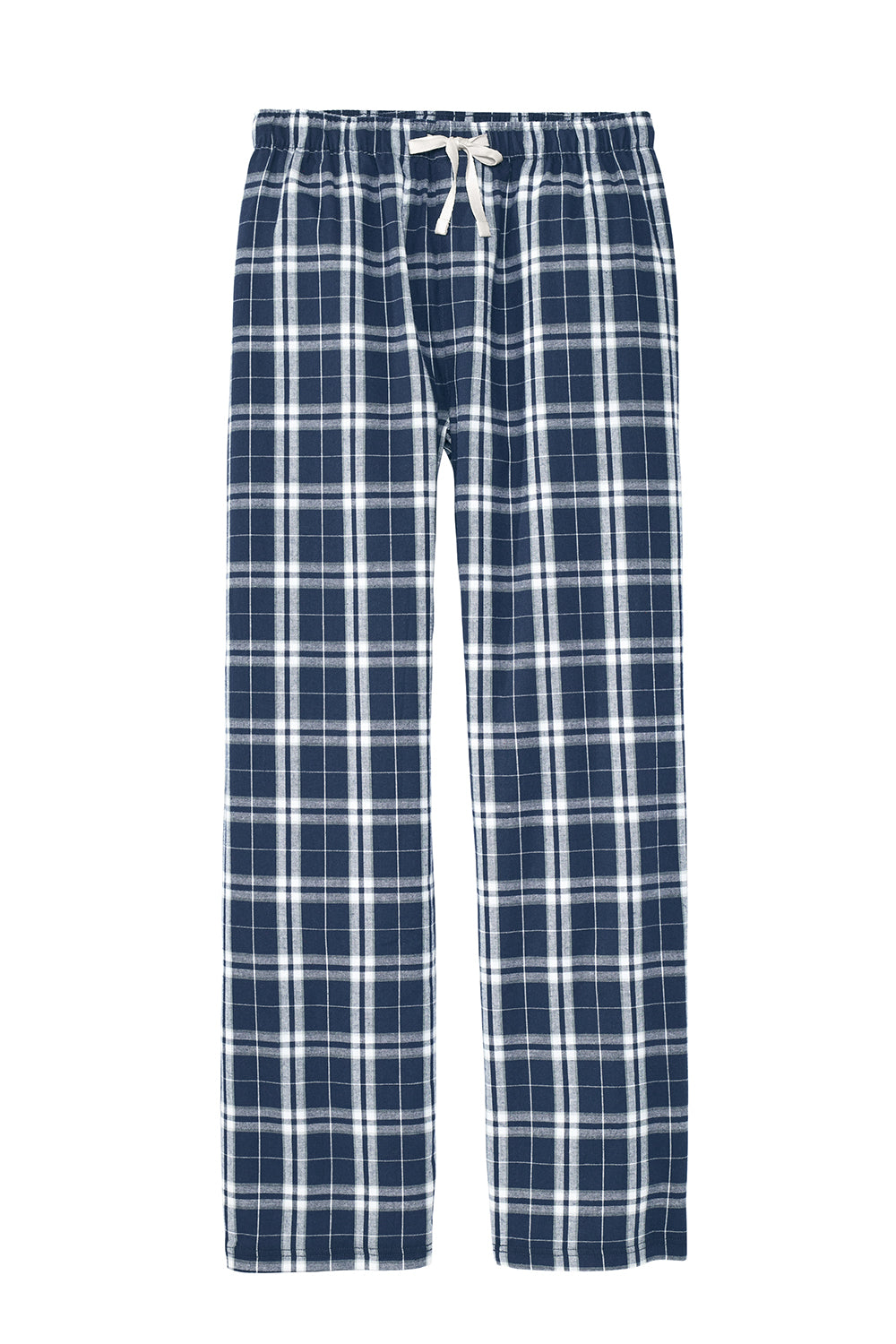 District DT1800 Mens Flannel Plaid Lounge Pants True Navy Blue Flat Front