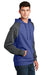 District DT196 Mens Fleece Hooded Sweatshirt Hoodie Heather Deep Royal Blue/Grey Model 3q