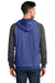 District DT196 Mens Fleece Hooded Sweatshirt Hoodie Heather Deep Royal Blue/Grey Model Back