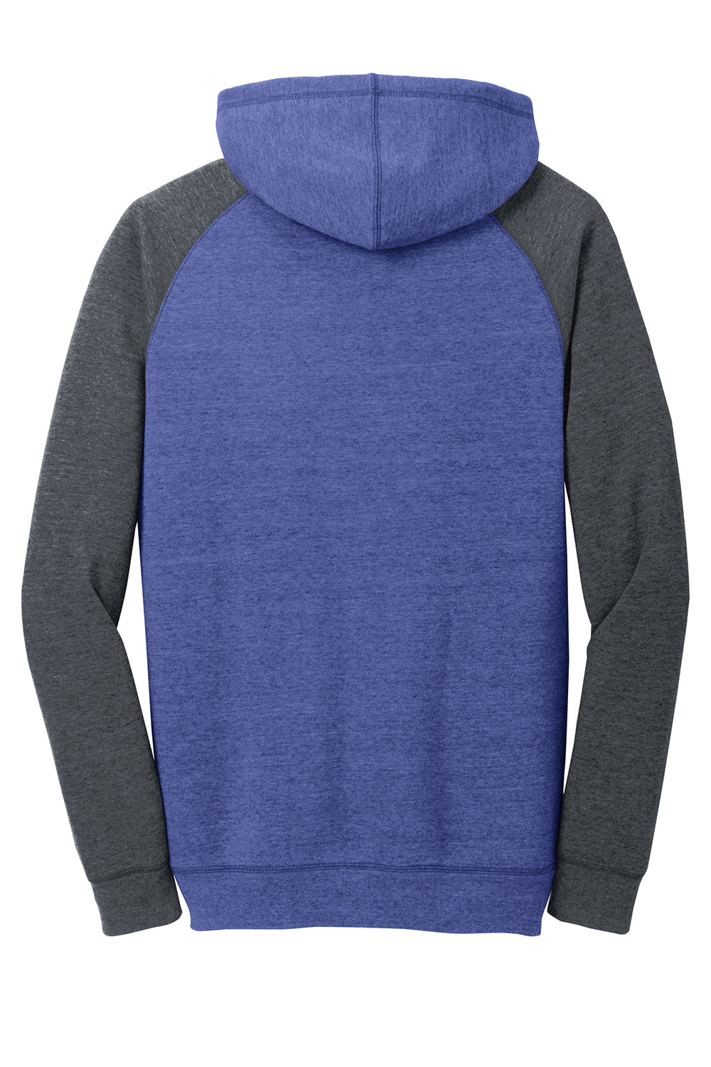 District DT196 Mens Fleece Hooded Sweatshirt Hoodie Heather Deep Royal Blue/Grey Flat Back