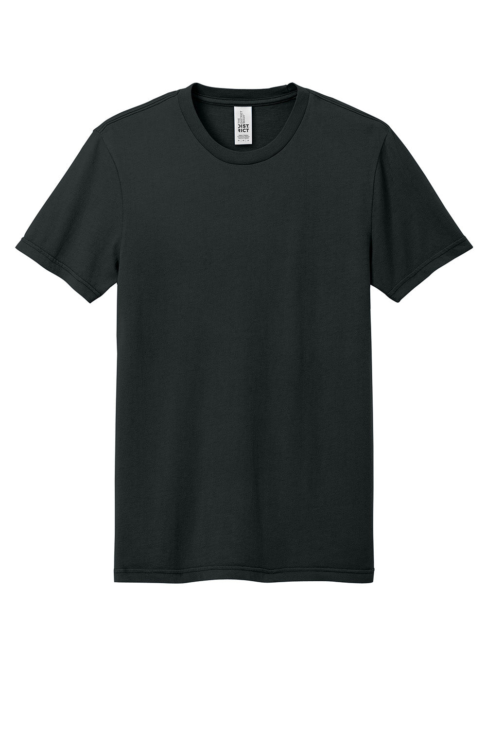 District DT2101 Mens District Wash Short Sleeve Crewnect T-Shirt Black Flat Front