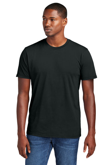 District DT2101 Mens District Wash Short Sleeve Crewnect T-Shirt Black Model Front