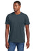 District DT2101 Mens District Wash Short Sleeve Crewnect T-Shirt Deep Steel Blue Model Front