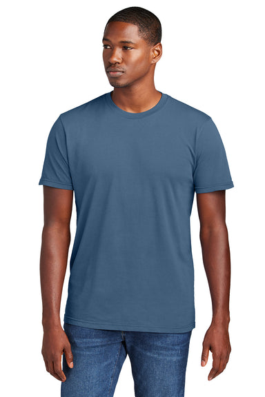 District DT2101 Mens District Wash Short Sleeve Crewnect T-Shirt Dusk Blue Model Front