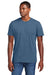 District DT2101 Mens District Wash Short Sleeve Crewnect T-Shirt Dusk Blue Model Front