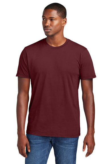 District DT2101 Mens District Wash Short Sleeve Crewnect T-Shirt Garnet Red Model Front