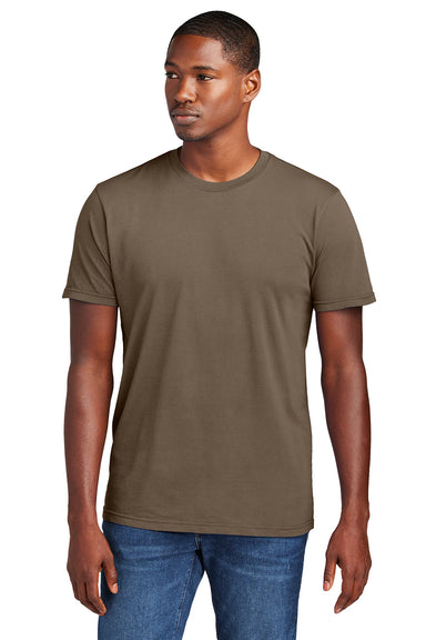 District DT2101 Mens District Wash Short Sleeve Crewnect T-Shirt Mushroom Brown Model Front