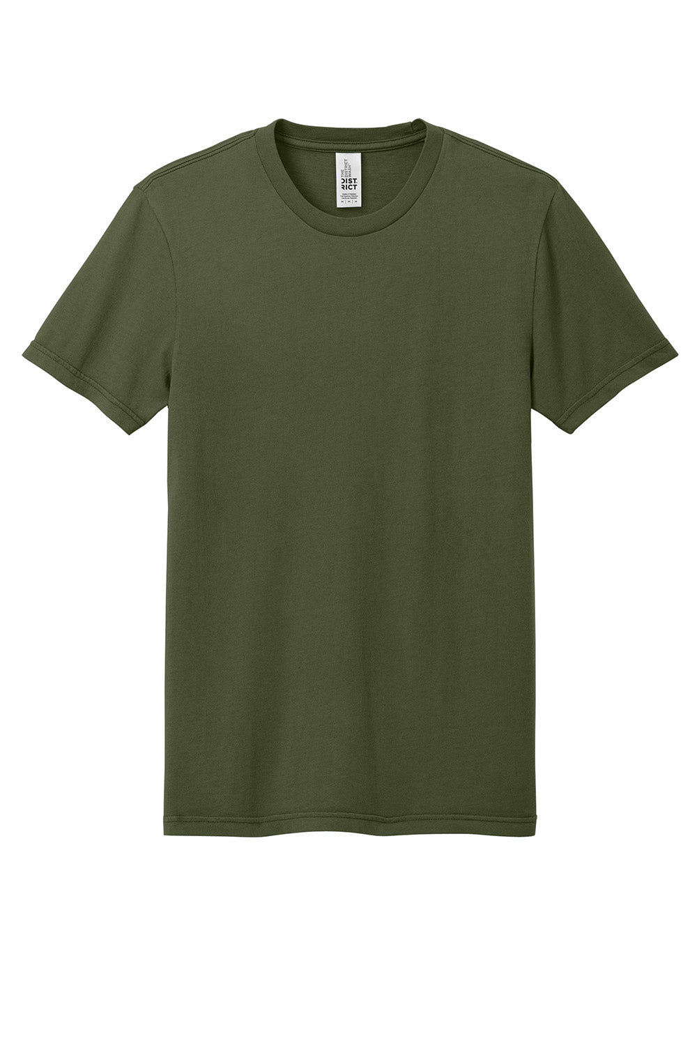 District DT2101 Mens District Wash Short Sleeve Crewnect T-Shirt Olive Drab Green Flat Front