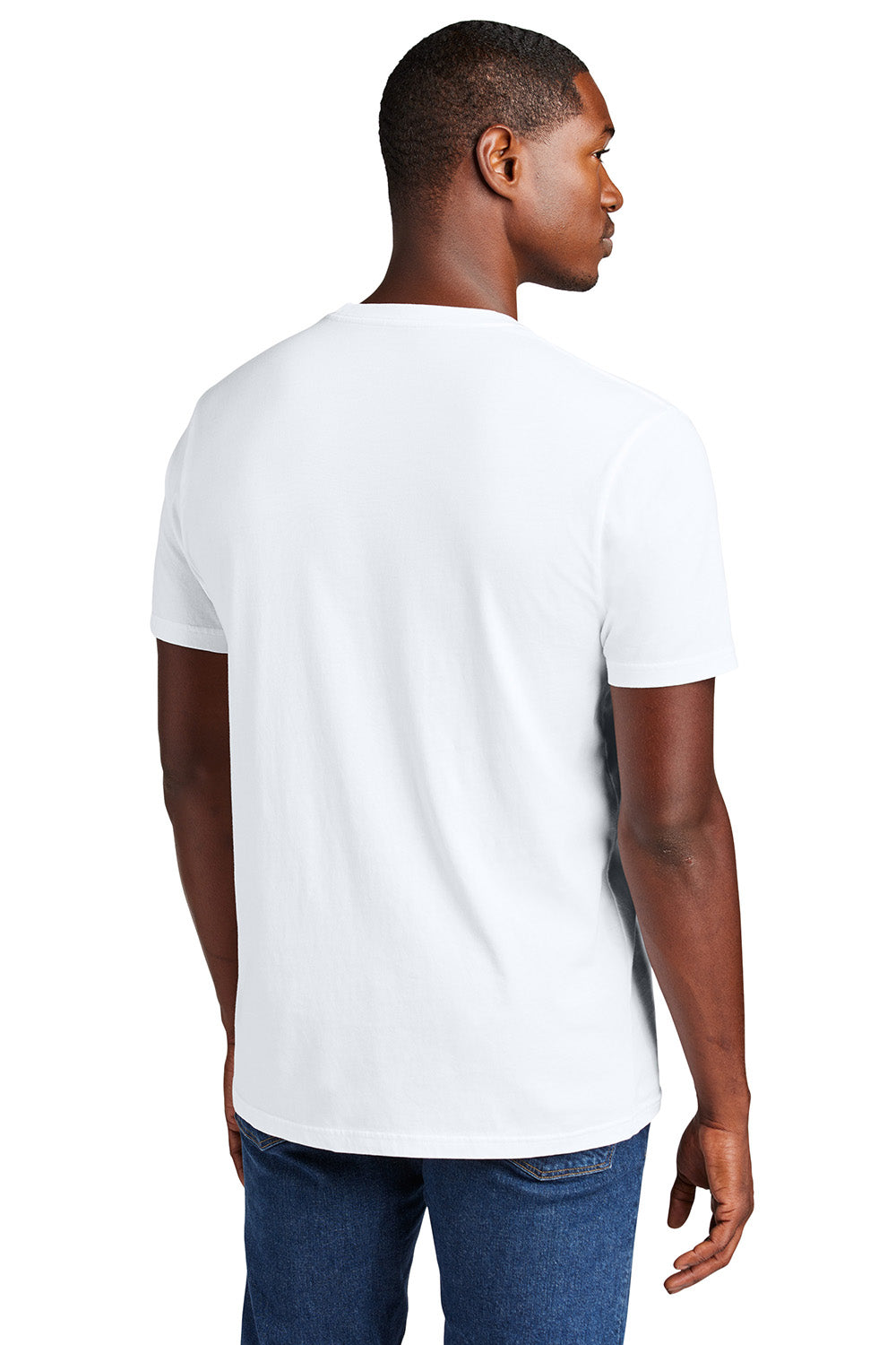 District DT2101 Mens District Wash Short Sleeve Crewnect T-Shirt White Model Back