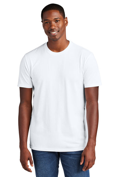 District DT2101 Mens District Wash Short Sleeve Crewnect T-Shirt White Model Front