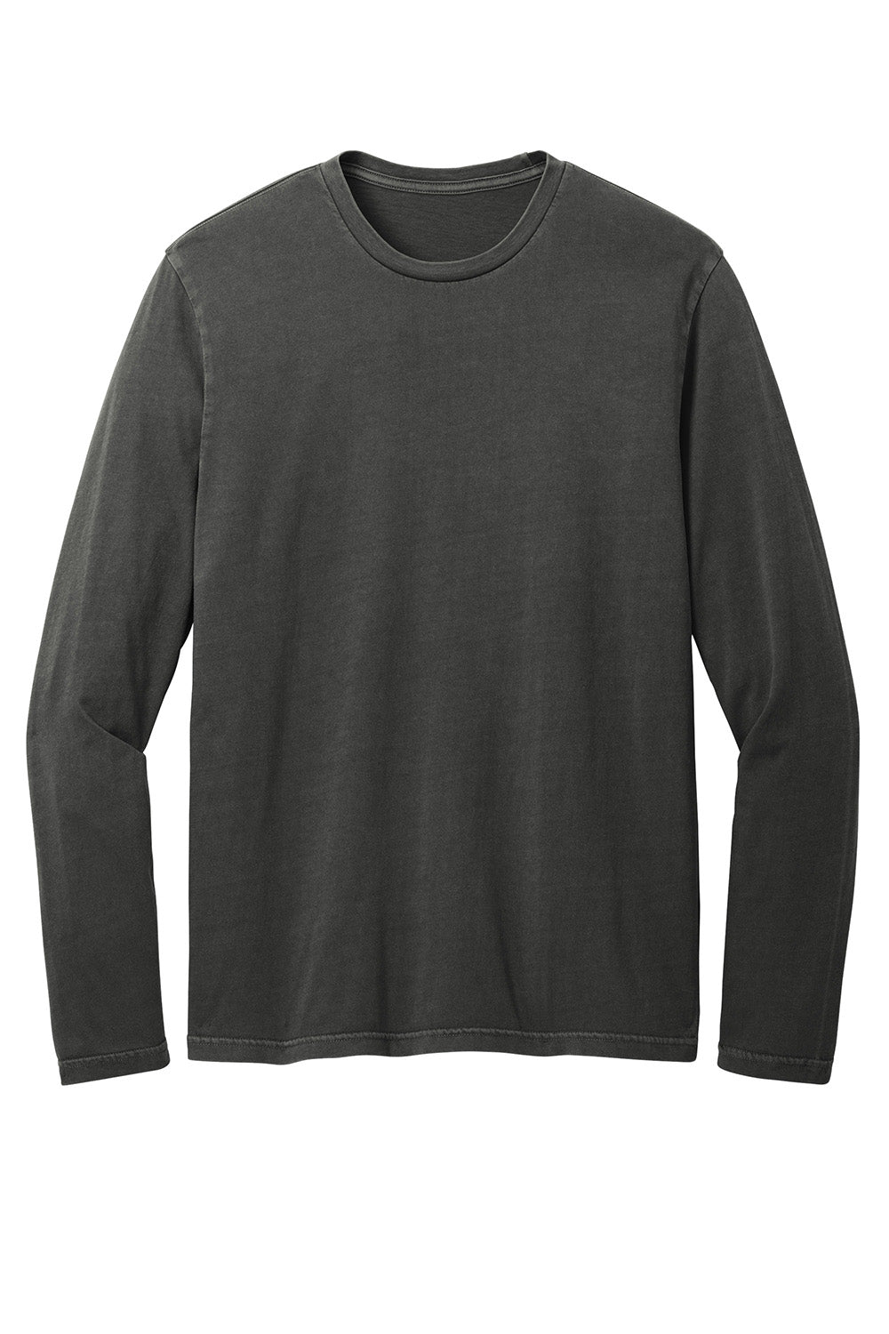 District DT2103 Mens District Wash Long Sleeve Crewneck T-Shirt Black Flat Front