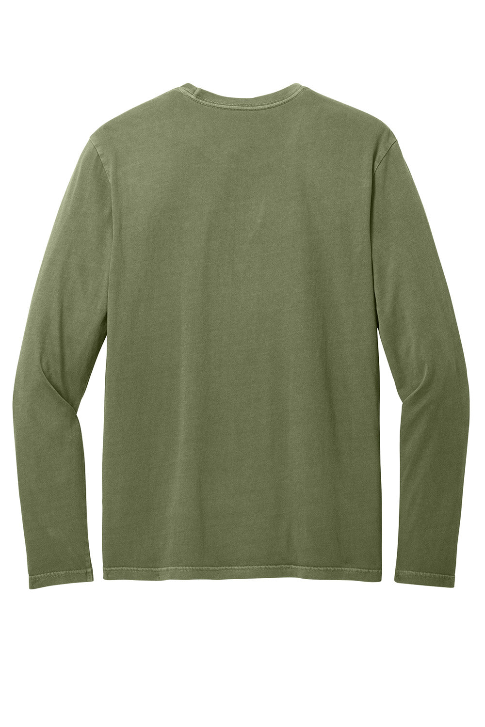 District DT2103 Mens District Wash Long Sleeve Crewneck T-Shirt Olive Drab Green Flat Back