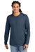 District DT2103 Mens District Wash Long Sleeve Crewneck T-Shirt True Navy Blue Model Front