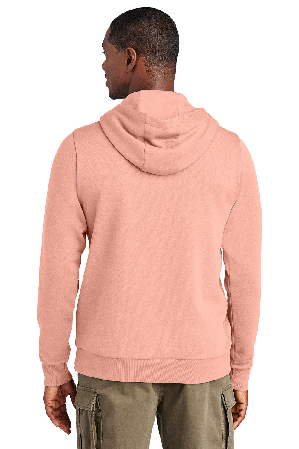 District DT2200 Mens District Wash Fleece Hooded Sweatshirt Hoodie Cactus Rose Pink Model Back