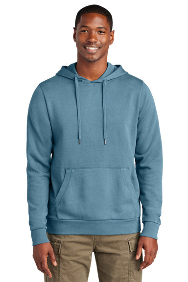 District DT2200 Mens District Wash Fleece Hooded Sweatshirt Hoodie Dusk Blue Model Front