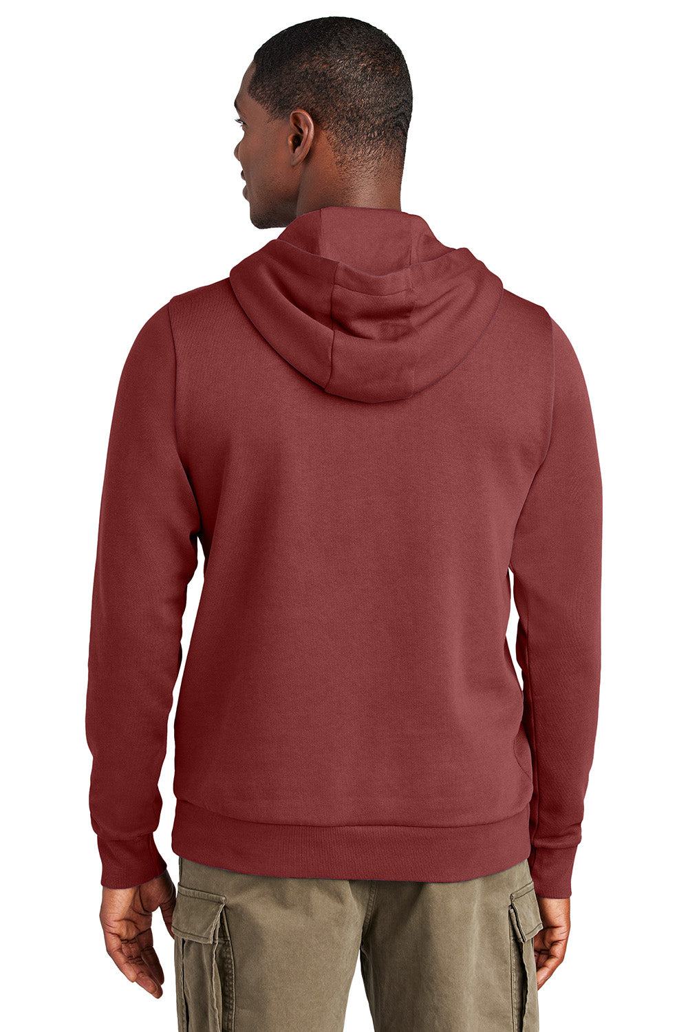 District DT2200 Mens District Wash Fleece Hooded Sweatshirt Hoodie Garnet Red Model Back