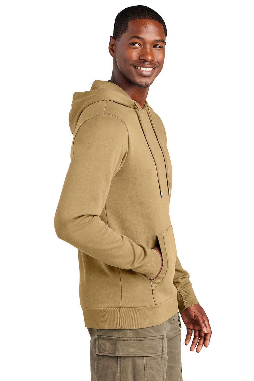 District DT2200 Mens District Wash Fleece Hooded Sweatshirt Hoodie Golden Spice Model Side