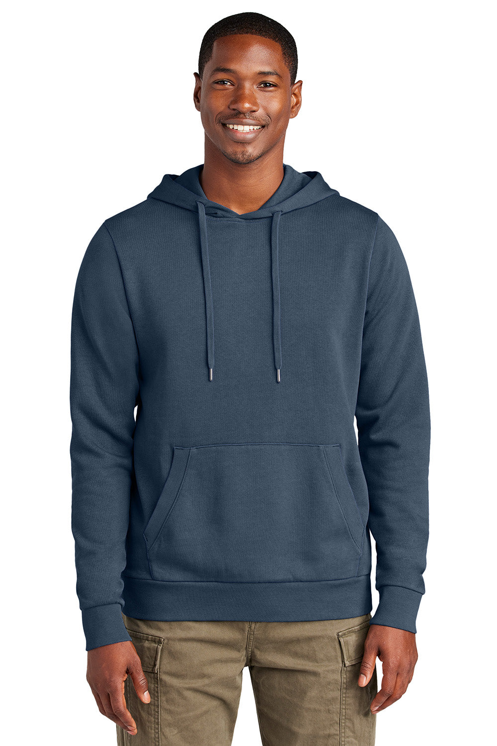 District DT2200 Mens District Wash Fleece Hooded Sweatshirt Hoodie True Navy Blue Model Front