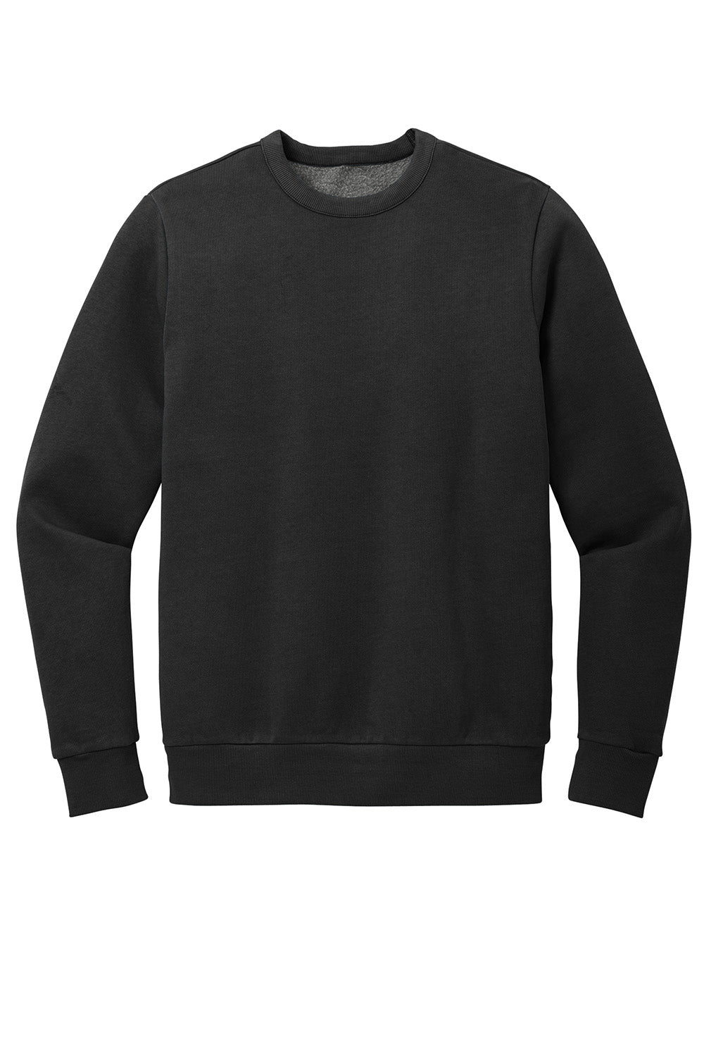 District DT2204 Mens District Wash Fleece Crewneck Sweatshirt Black Flat Front