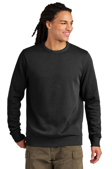 District DT2204 Mens District Wash Fleece Crewneck Sweatshirt Black Model Front