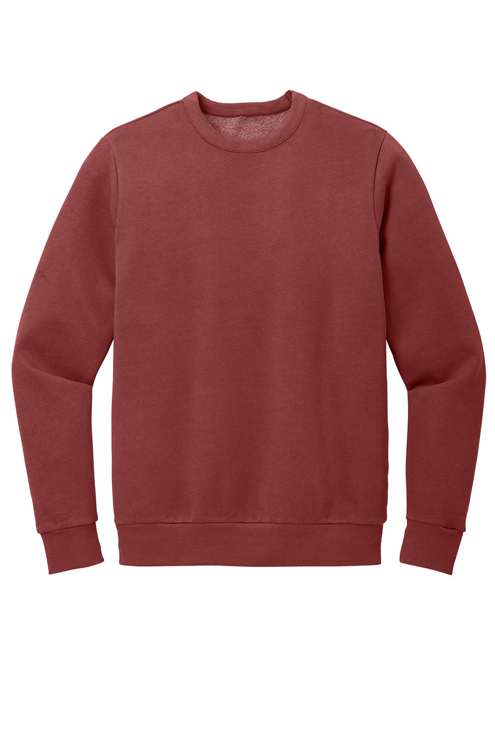 District DT2204 Mens District Wash Fleece Crewneck Sweatshirt Garnet Red Flat Front