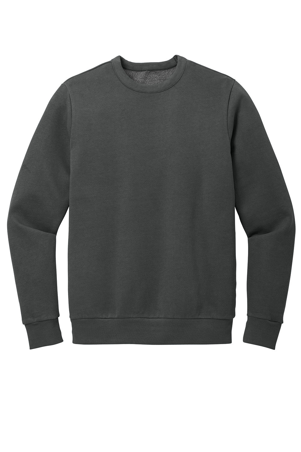 District DT2204 Mens District Wash Fleece Crewneck Sweatshirt Graphite Grey Flat Front