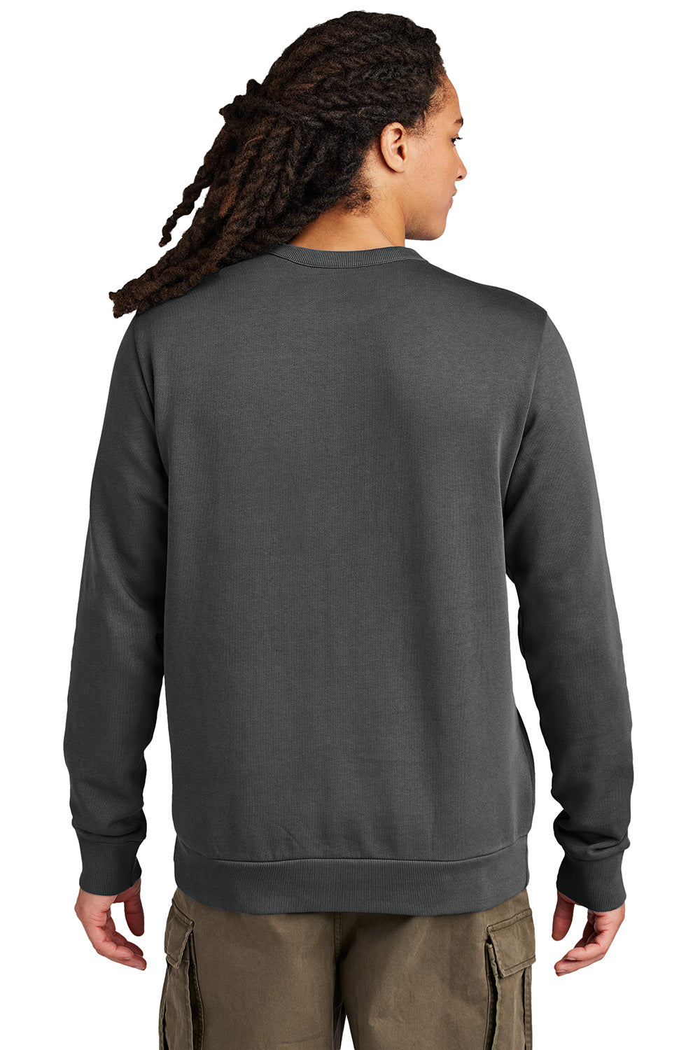 District DT2204 Mens District Wash Fleece Crewneck Sweatshirt Graphite Grey Model Back