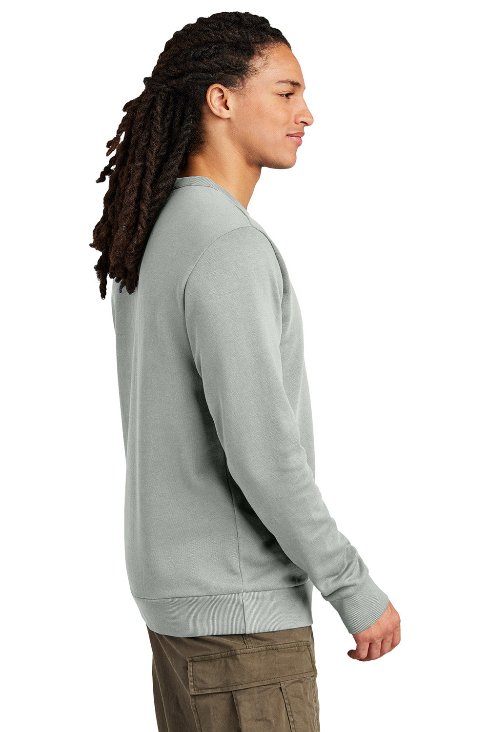 District DT2204 Mens District Wash Fleece Crewneck Sweatshirt Gusty Grey Model Side