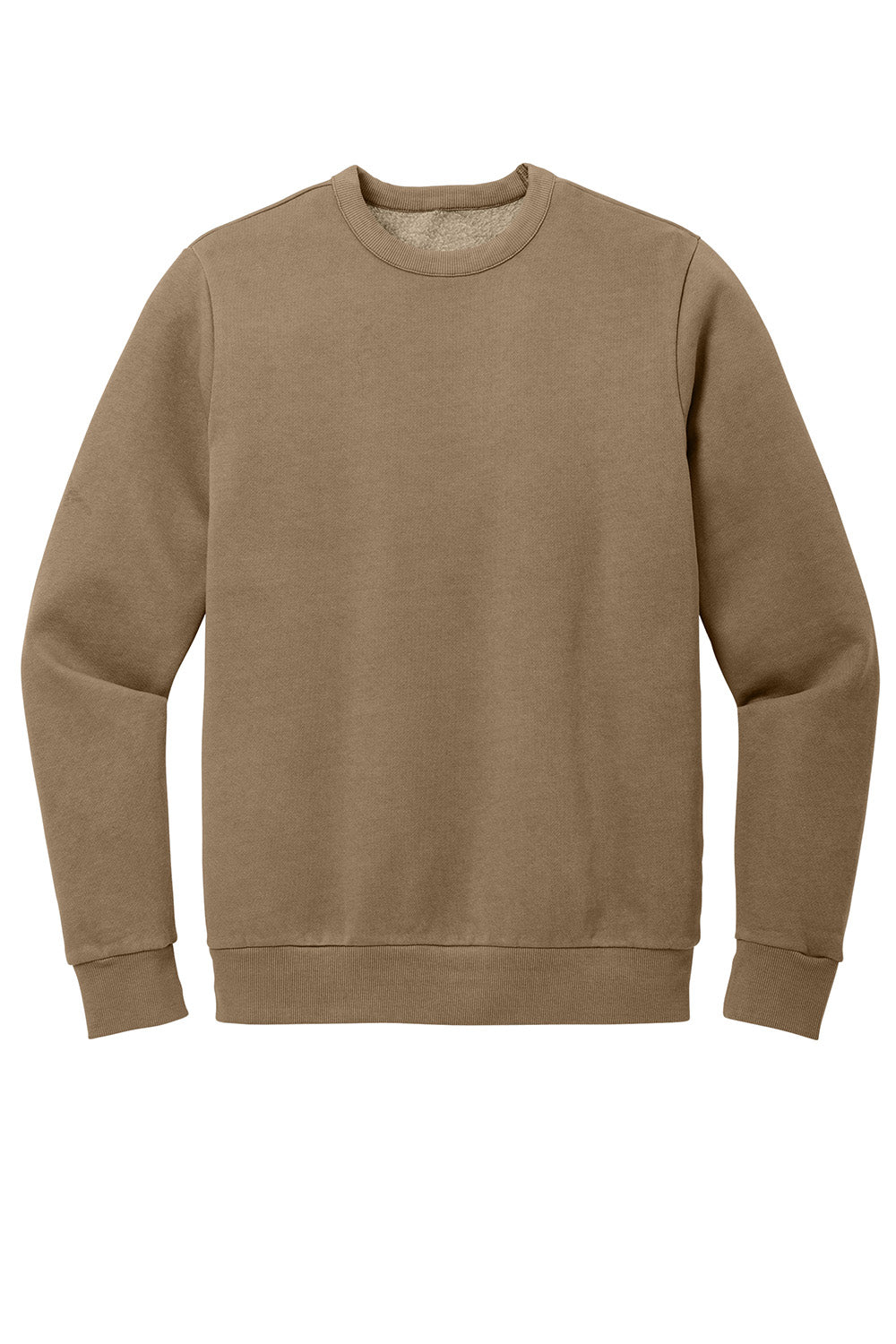 District DT2204 Mens District Wash Fleece Crewneck Sweatshirt Mushroom Brown Flat Front