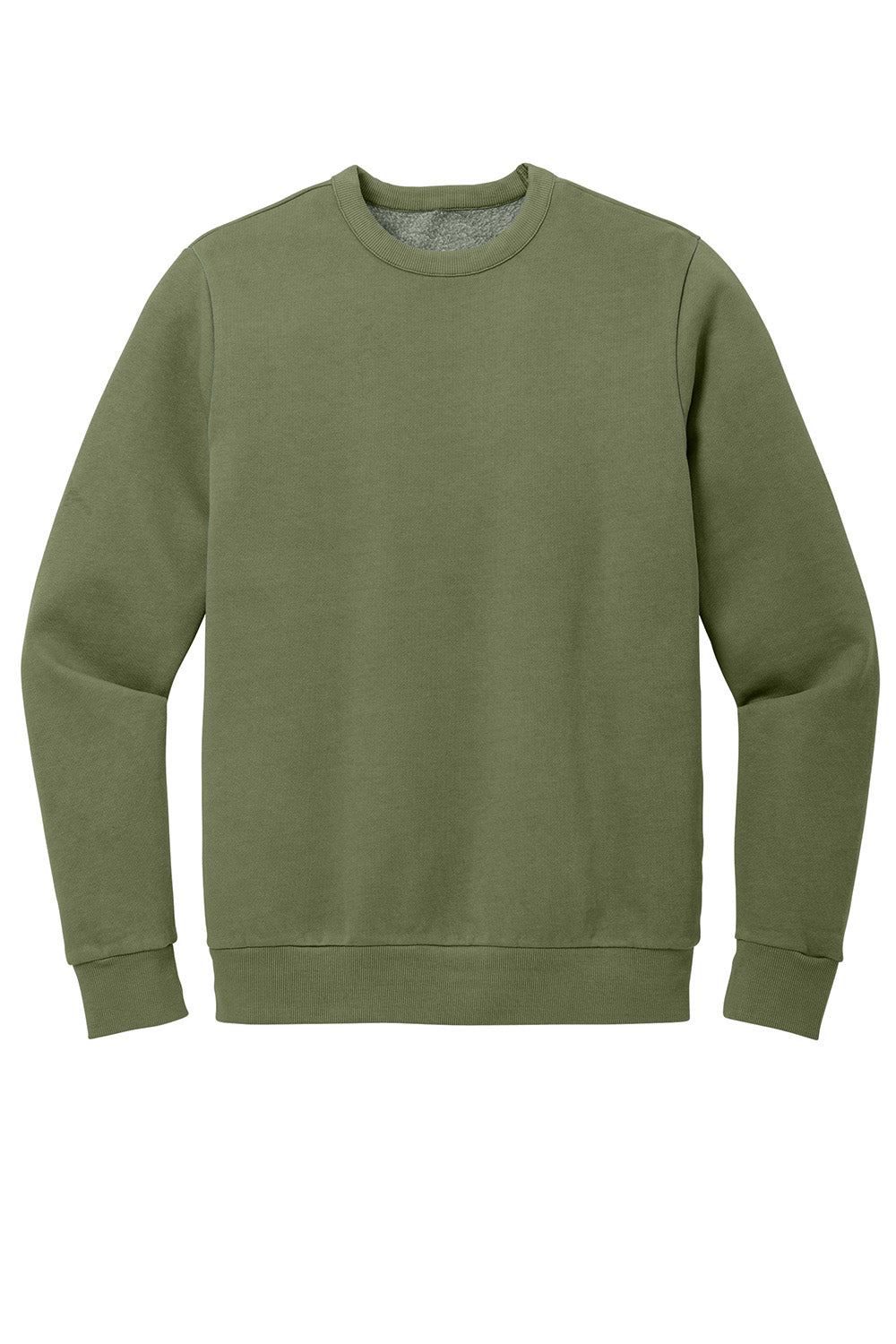 District DT2204 Mens District Wash Fleece Crewneck Sweatshirt Olive Drab Green Flat Front