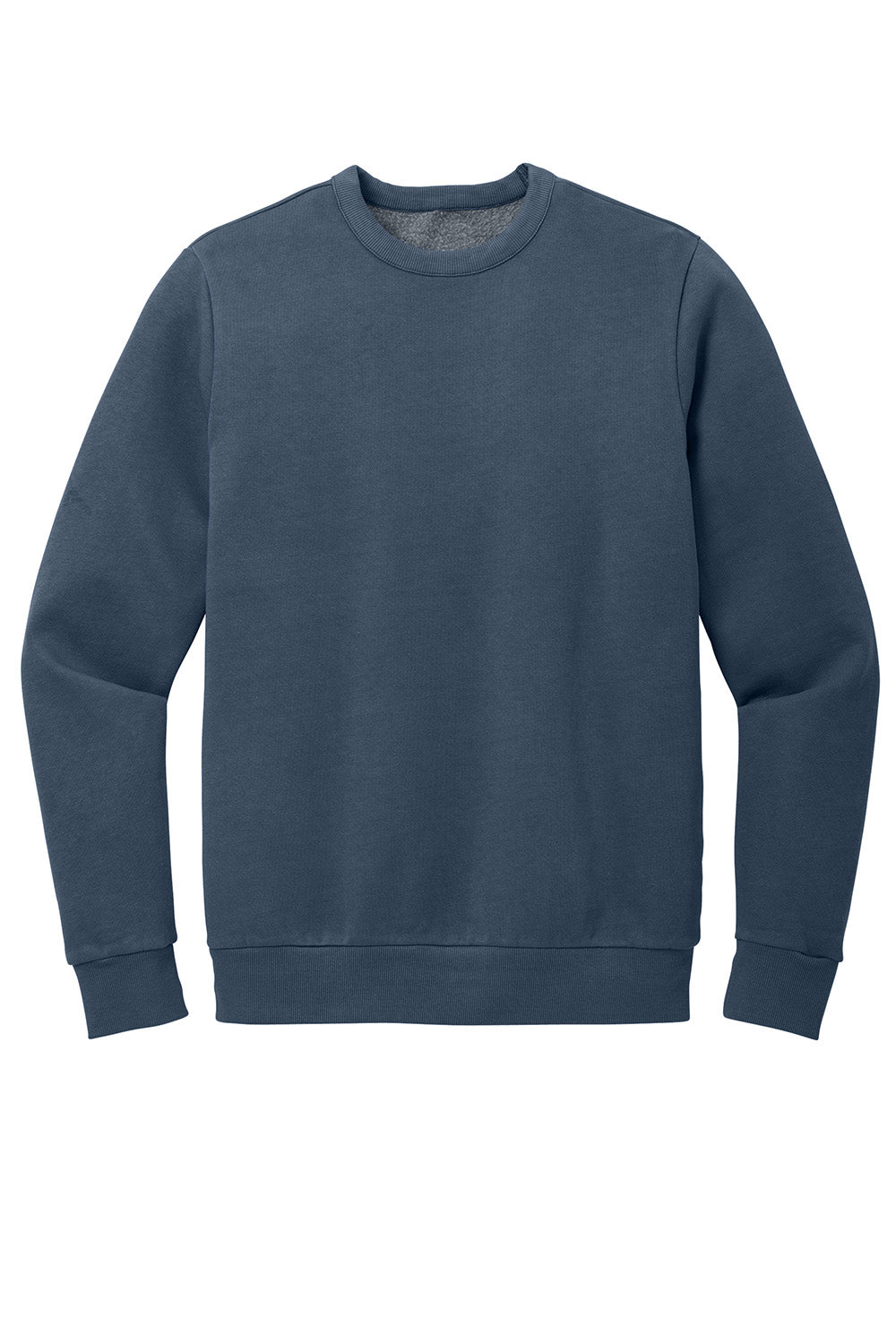 District DT2204 Mens District Wash Fleece Crewneck Sweatshirt True Navy Blue Flat Front