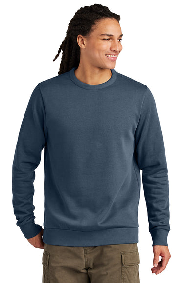 District DT2204 Mens District Wash Fleece Crewneck Sweatshirt True Navy Blue Model Front