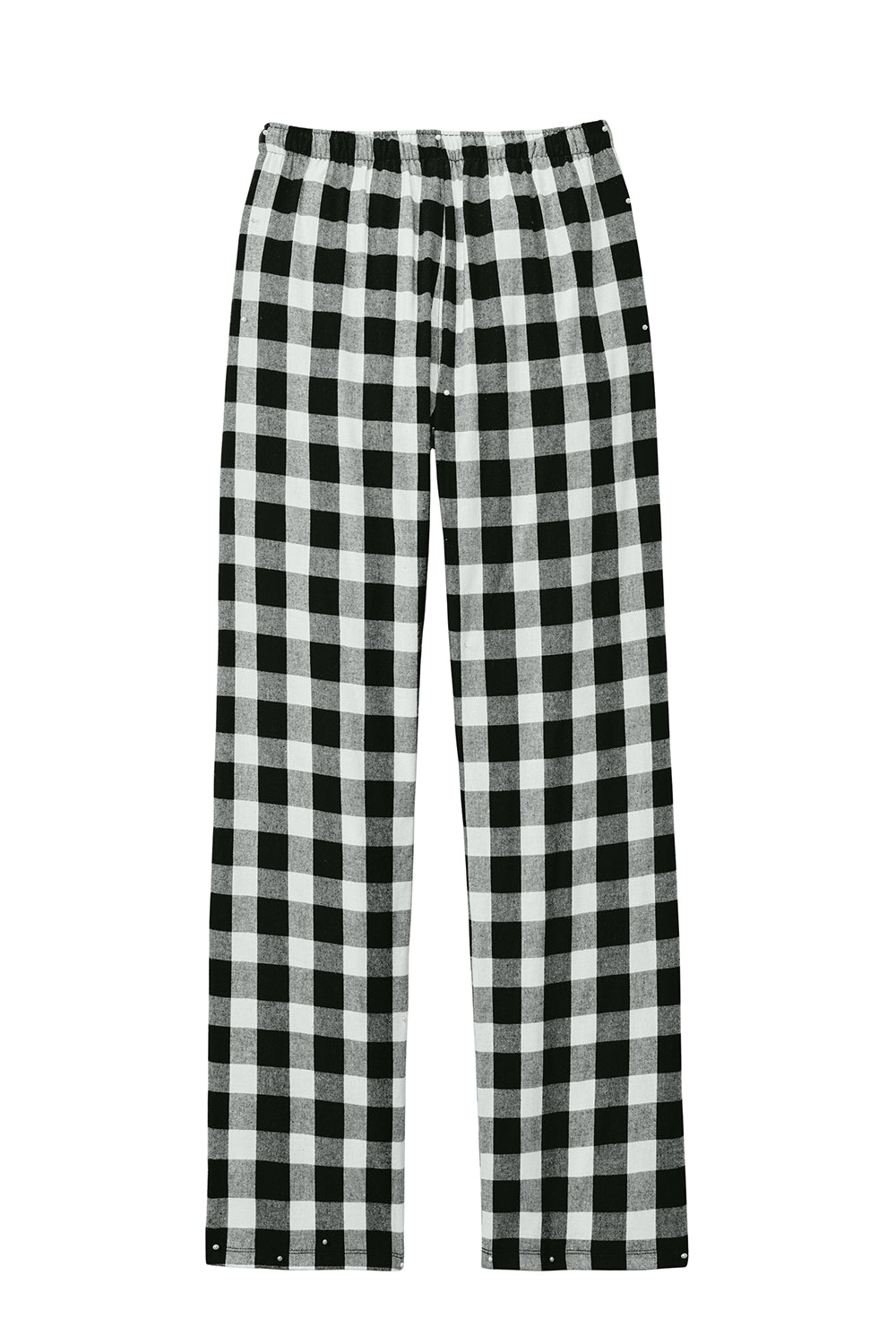 District DT2800 Womens Flannel Plaid Lounge Pants Black/White Buffalo Check Flat Back