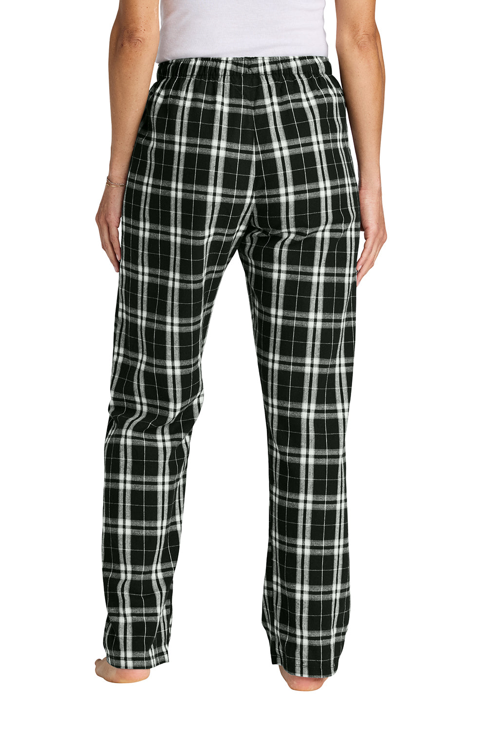 District DT2800 Womens Flannel Plaid Lounge Pants Black Model Back