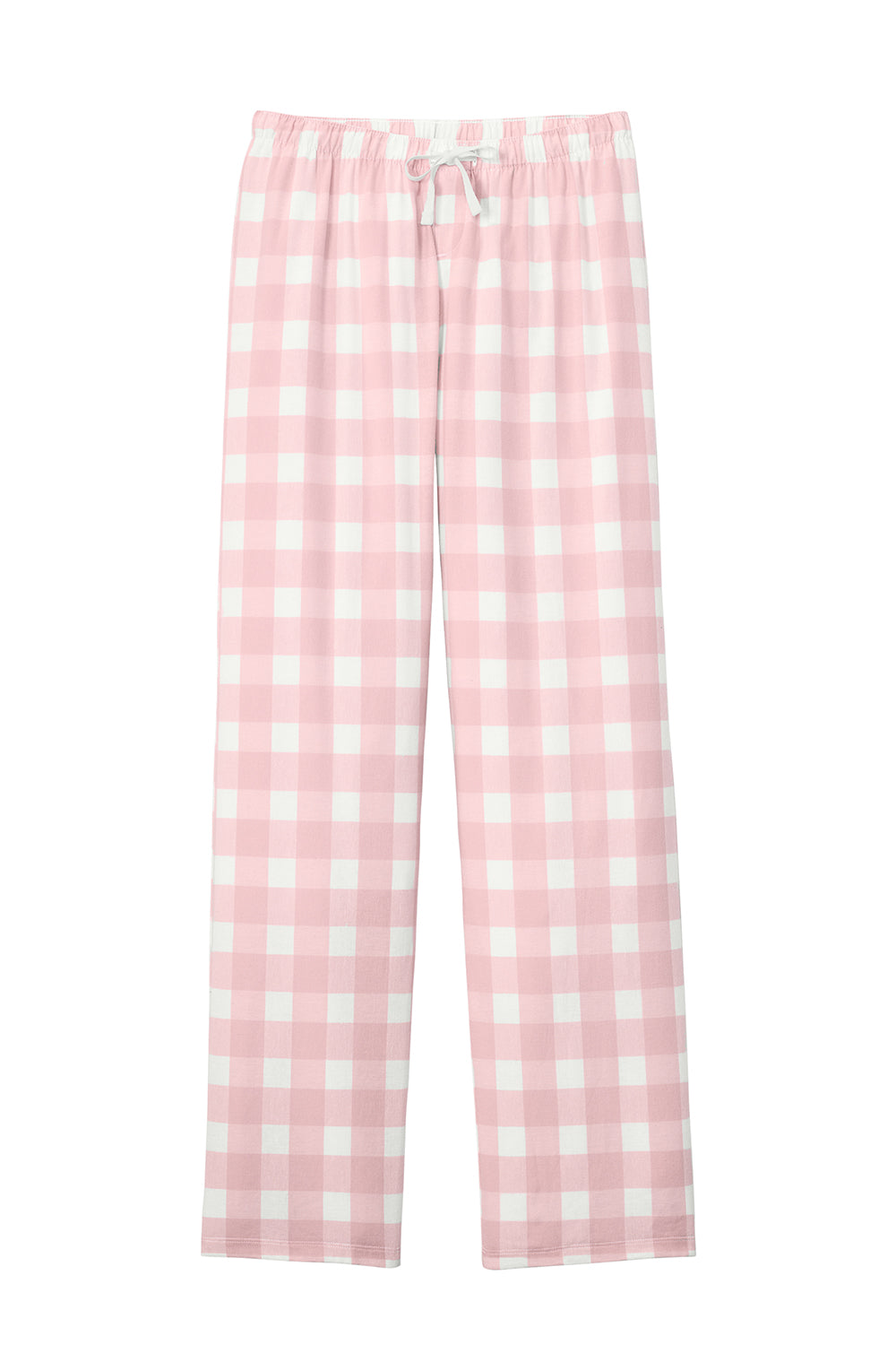 District DT2800 Womens Flannel Plaid Lounge Pants Light Pink/White Buffalo Check Flat Front