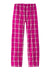 District DT2800 Womens Flannel Plaid Lounge Pants Dark Fuchsia Pink Flat Back