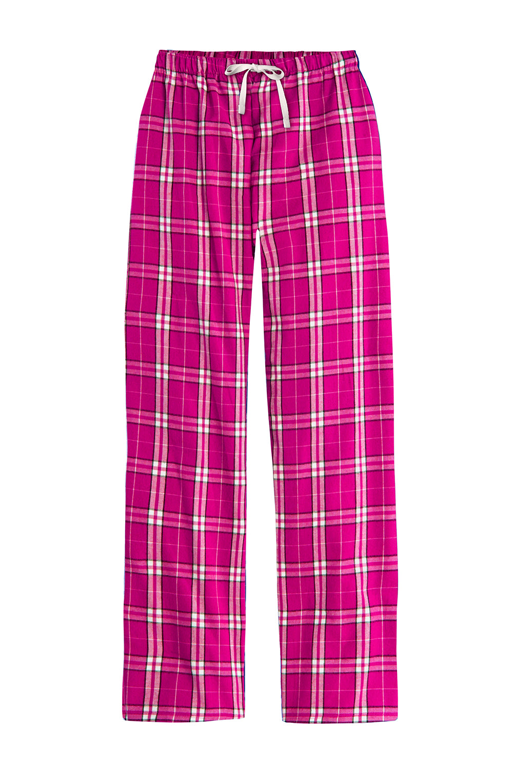 District DT2800 Womens Flannel Plaid Lounge Pants Dark Fuchsia Pink Flat Front