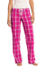 District DT2800 Womens Flannel Plaid Lounge Pants Dark Fuchsia Pink Model Front