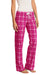 District DT2800 Womens Flannel Plaid Lounge Pants Dark Fuchsia Pink Model 3q