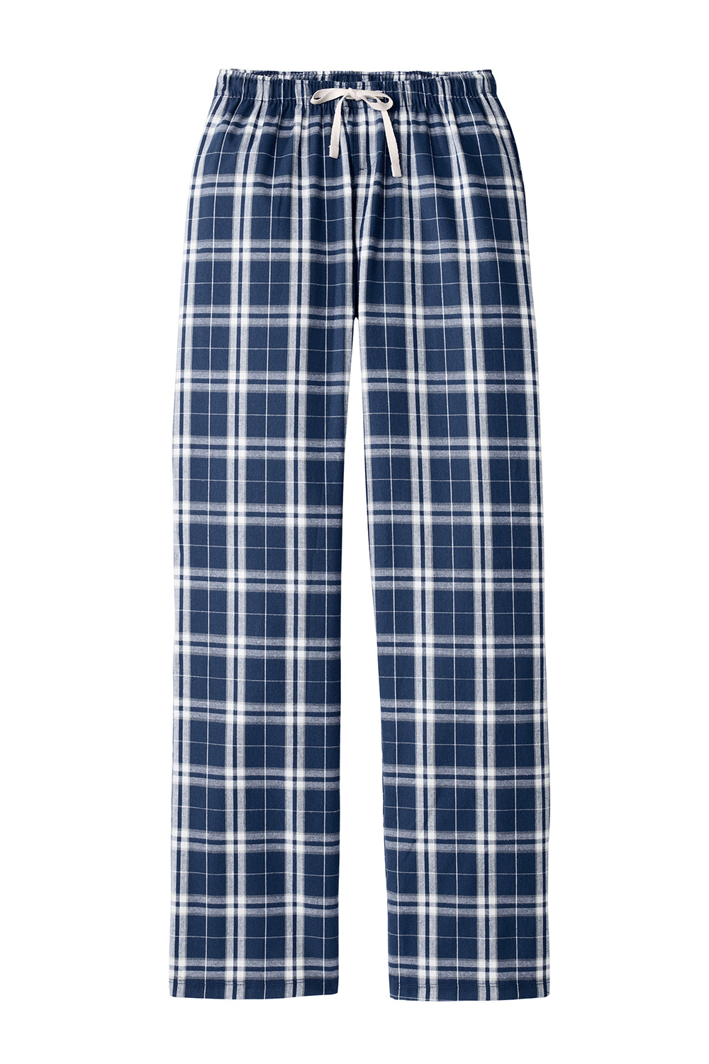 District DT2800 Womens Flannel Plaid Lounge Pants True Navy Blue Flat Front